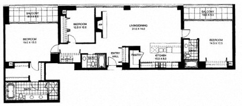 Floor plan for 3 beds, 2 baths, 1874 sqft